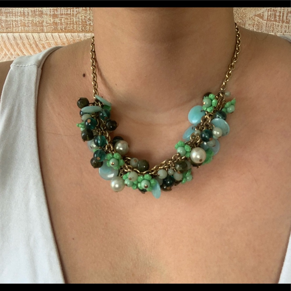 Green Beaded Statement Necklace